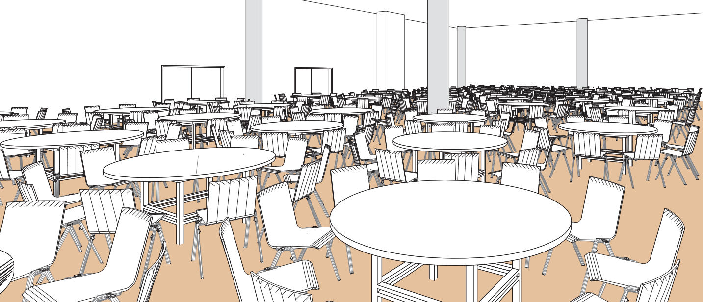 Salle VWX en style banquet tables rondes - Palexpo